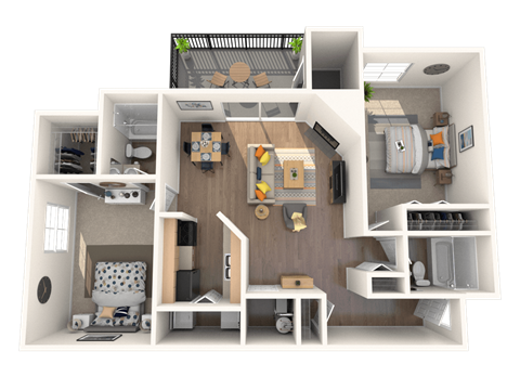 2 bed 2 bathroom floorplan